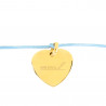 Bracelet cordon bleu avec cœur en plaqué or