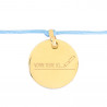 Bracelet avec rond en plaqué or et cordon bleu