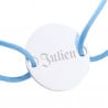 Bracelet rond avec trou  en argent personnalisé et cordon bleu