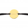 Bracelet cordon noir avec petit rond plaqué or