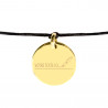 Bracelet cordon noir avec rond plaqué or