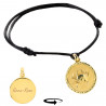 Bracelet cordon astrologique cancer plaqué or gravé