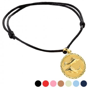 Bracelet astrologique Poissons plaqué or avec personnalisation texte