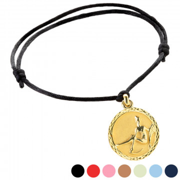 Bracelet gravé cordon médaillon Vierge personnalisé
