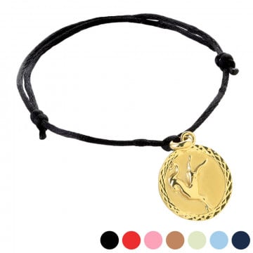 Bracelet Capricorne plaqué or personnalisé gravé avec cordon