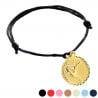 Bracelet Capricorne plaqué or personnalisable avec cordon