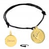 Bracelet Capricorne plaqué or gravé avec cordon