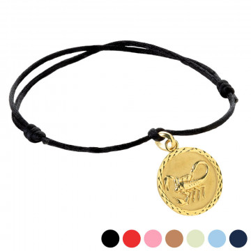 Bracelet cordon signe Scorpion plaqué or personnalisé