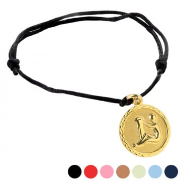 Bracelet cordon zodiaque Verseau plaqué or personnalisé