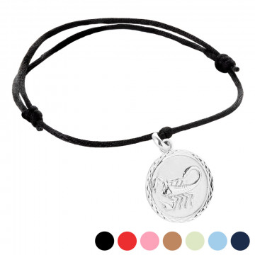 Bracelet cordon zodiaque Scorpion en argent personnalisé