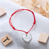 Bracelet cœur en argent personnalisé avec cordon rouge
