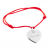 Bracelet cœur en argent personnalisable avec cordon rouge