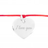 Bracelet cœur en argent avec cordon rouge à personnaliser