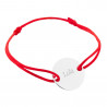 Bracelet cordon rouge avec rond en argent personnalisable