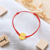 Bracelet petit rond plaqué or personnalisable avec cordon tissu rouge
