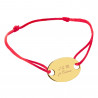 Bracelet ovale plaqué or avec cordon rouge personnalisable