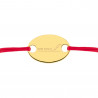 Bracelet ovale plaqué or avec cordon rouge
