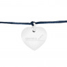 Bracelet cœur en argent avec cordon bleu foncé