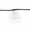 Bracelet personnalisé rond en argent avec cordon bleu marine