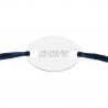 Bracelet cordon bleu foncé avec plaque ovale en argent à personnaliser