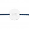Bracelet cordon bleu foncé avec petit rond à personnaliser