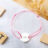 Bracelet rose avec petit rond en argent personnalisable
