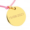 Bracelet rond plaqué or avec cordon rose à personnaliser