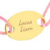 Bracelet cordon rose ovale plaqué or personnalisé