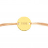 Bracelet petit rond plaqué or à personnaliser avec cordon beige