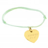 Bracelet vert avec cœur plaqué or unique