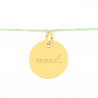 Bracelet vert avec pendentif rond plaqué or unique