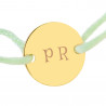 Bracelet petit rond en plaqué or unique avec cordon vert
