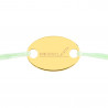 Bracelet coloré vert avec plaque ovale en plaqué or jaune