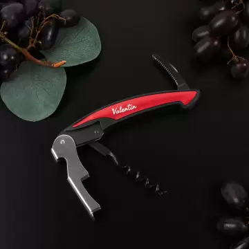 Couteau sommelier noir et rouge personnalisé