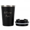 Mug thermos noir gravure texte