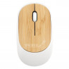 Souris d'ordinateur sans fil en bois bambou et plastique blanc