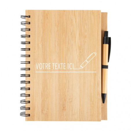 Cahier à spirale en bois unique