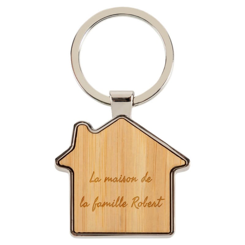 Porte clef maison bois et métal personnalisé