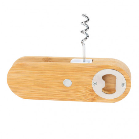 Décapsuleur et tire bouchon en bois bambou personnalisé