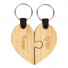 2 porte clef cœur à séparer en bois gravé