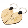 2 porte clef cœur sécable en bois de bambou personnalisé