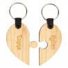 2 porte clef cœur à séparer en bois unique