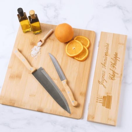 Coffret couteau de chef gravé