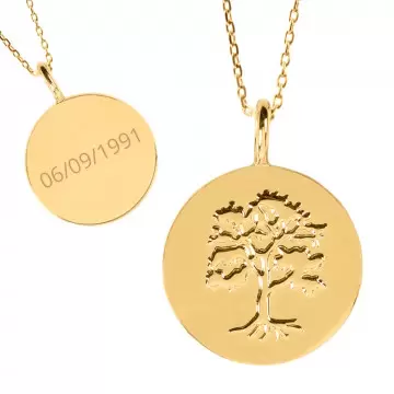 Collier arbre vie plaqué or personnalisé