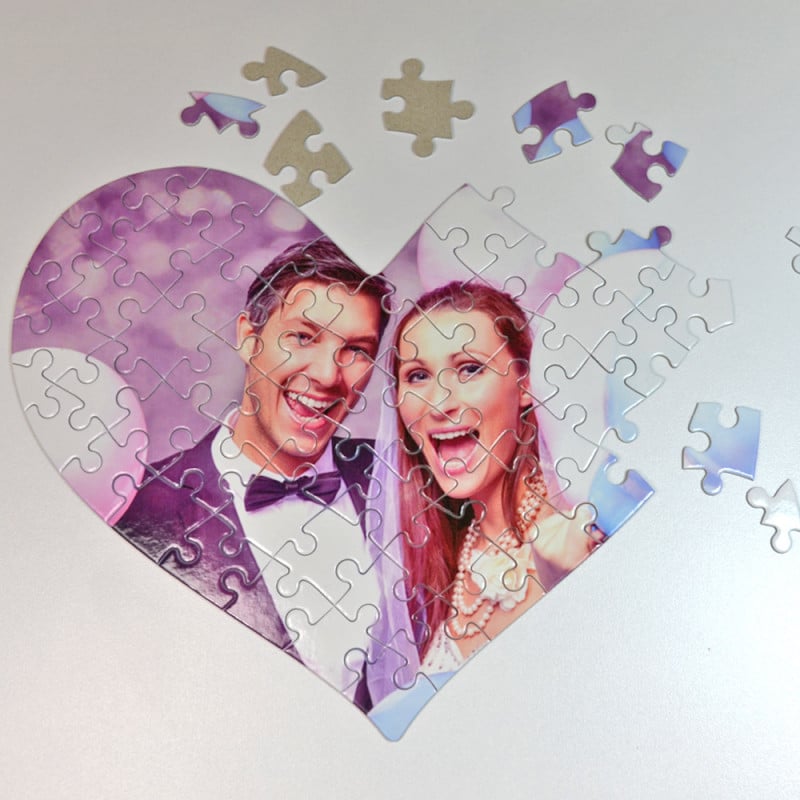 Puzzle photo personnalisé en forme de coeur