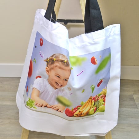 Sac textile anse noir avec impression photo