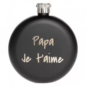 Flasque acier noire ronde personnalisable