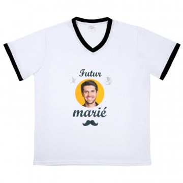 Tee shirt blanc avec bord noir à personnaliser