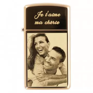 Briquet zippo slim doré personnalisé
