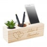 Station bureau bois avec plante